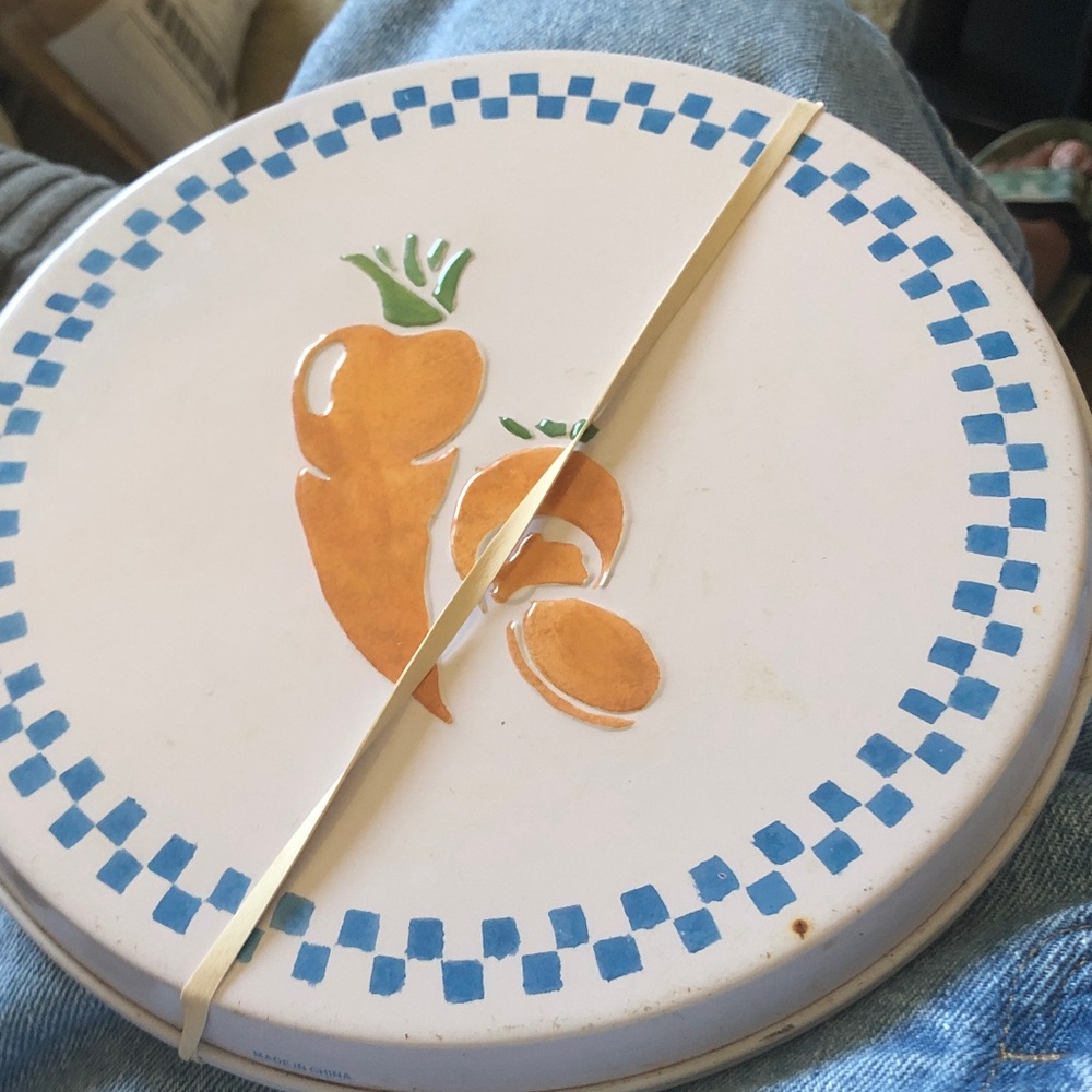 Hand-Painted White Ceramic Wall Plate with Orange Carrot Motif